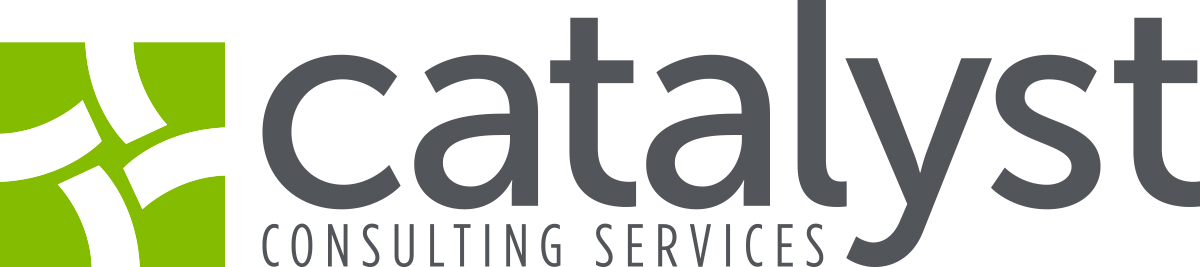 Logo for Catalyst Consulting Services, featuring a green abstract symbol and the company name in gray text.