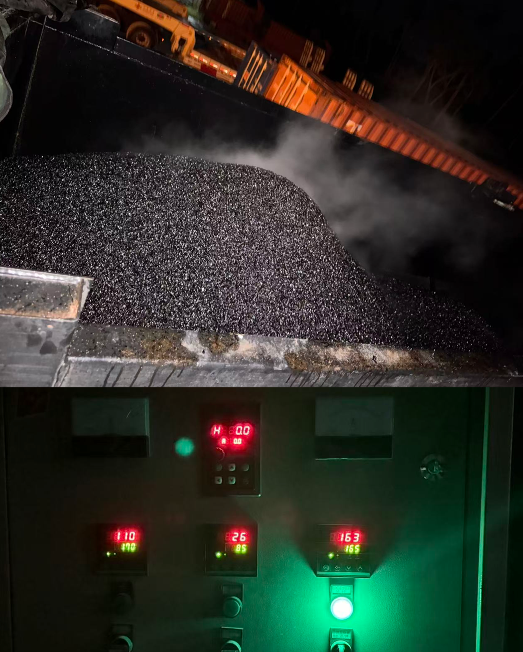 Stumps Group Ltd quality control for asphalt concrete mixing, including temperature management.