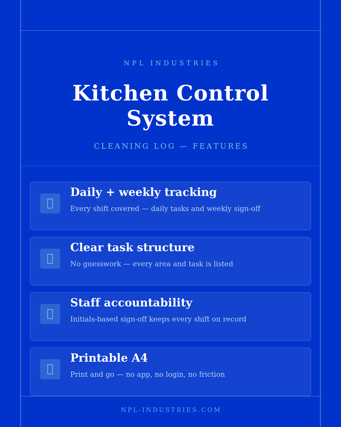 Kitchen Control System - Cleaning