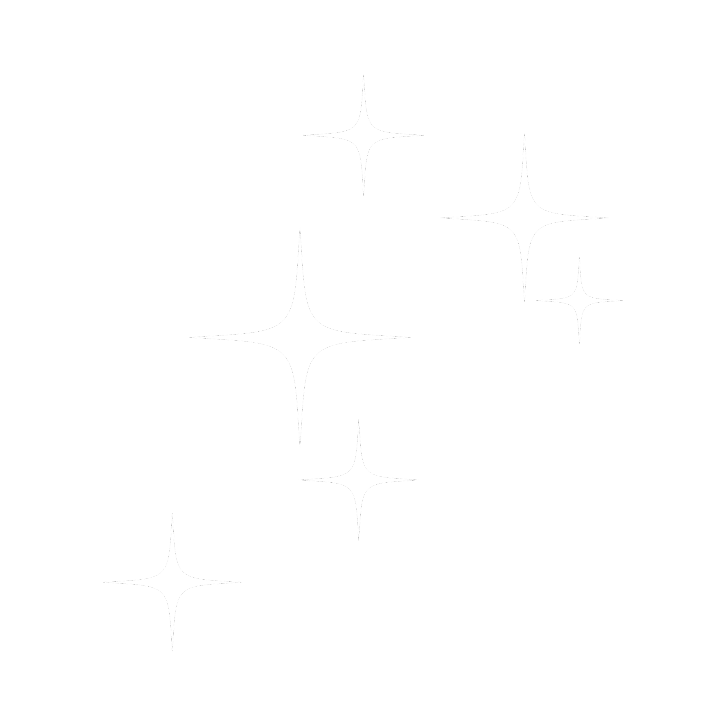 White sparkling stars on a black background.