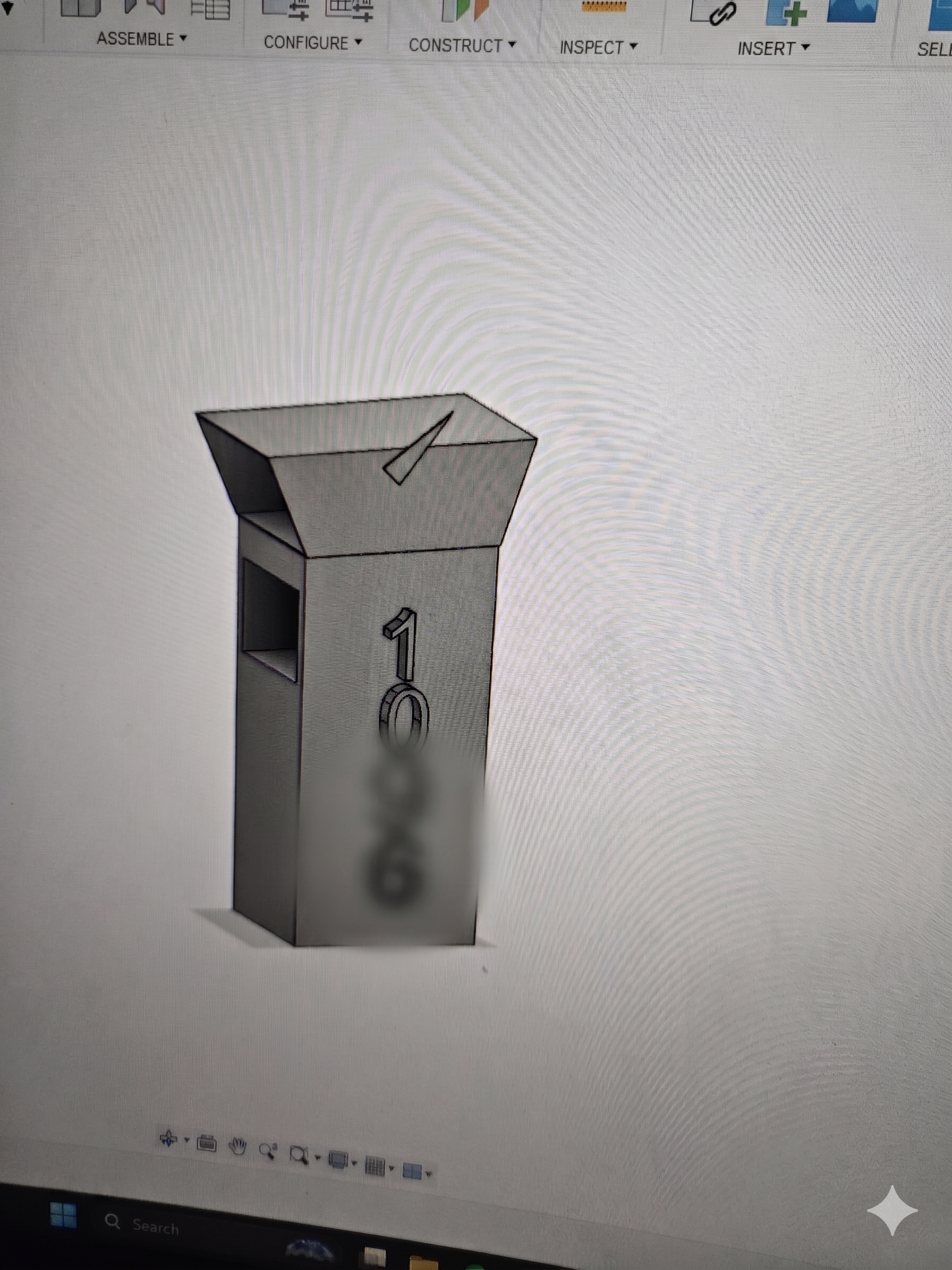 Custom 3D design rendering of a modern steel mailbox post. Features a sleek, architectural tapered design with precision CNC-cut vertical house numbers, showcasing our custom digital design and prototyping capabilities.