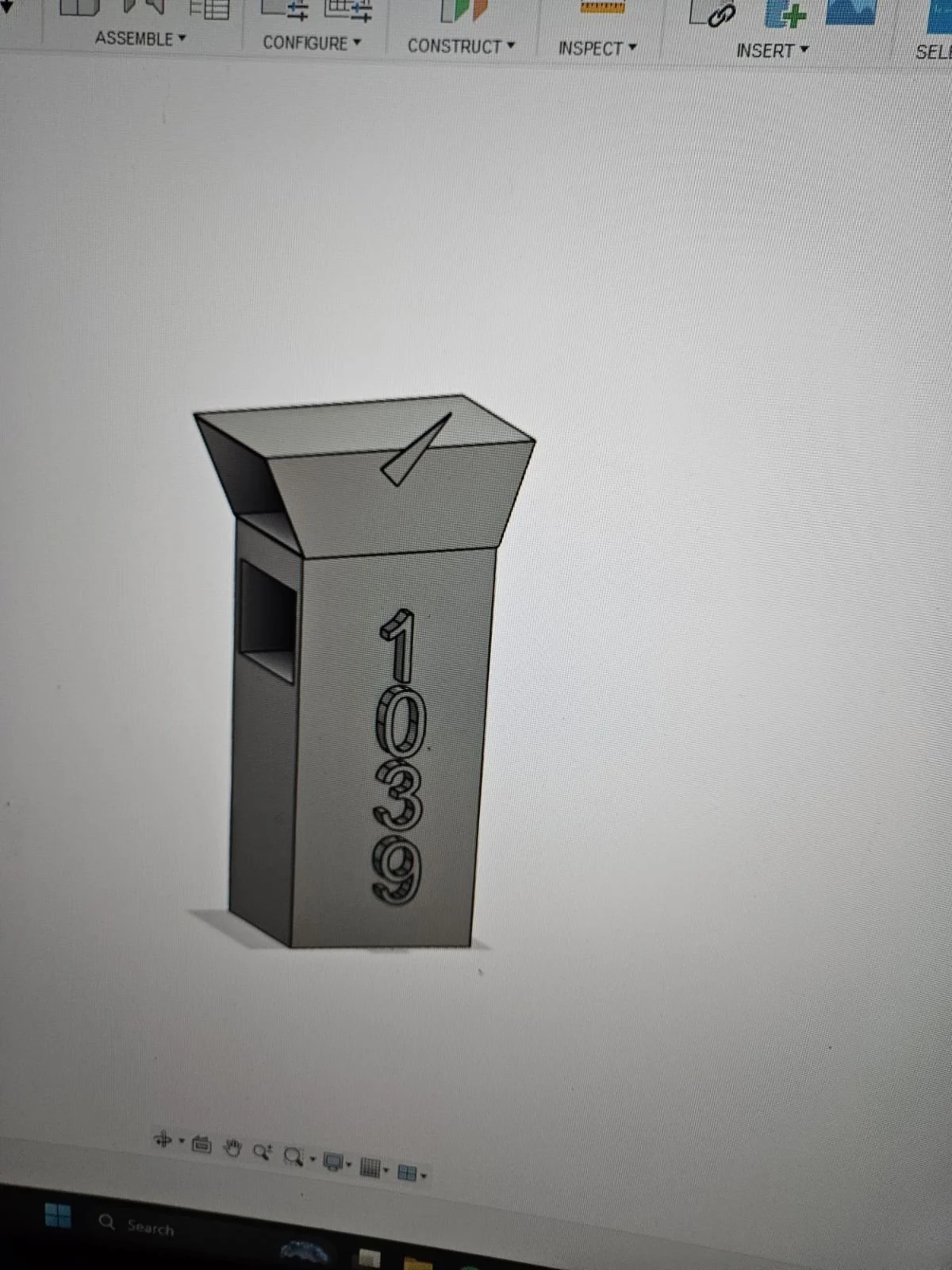 Custom 3D design rendering of a modern steel mailbox post. Features a sleek, architectural tapered design with precision CNC-cut vertical house numbers, showcasing our custom digital design and prototyping capabilities.