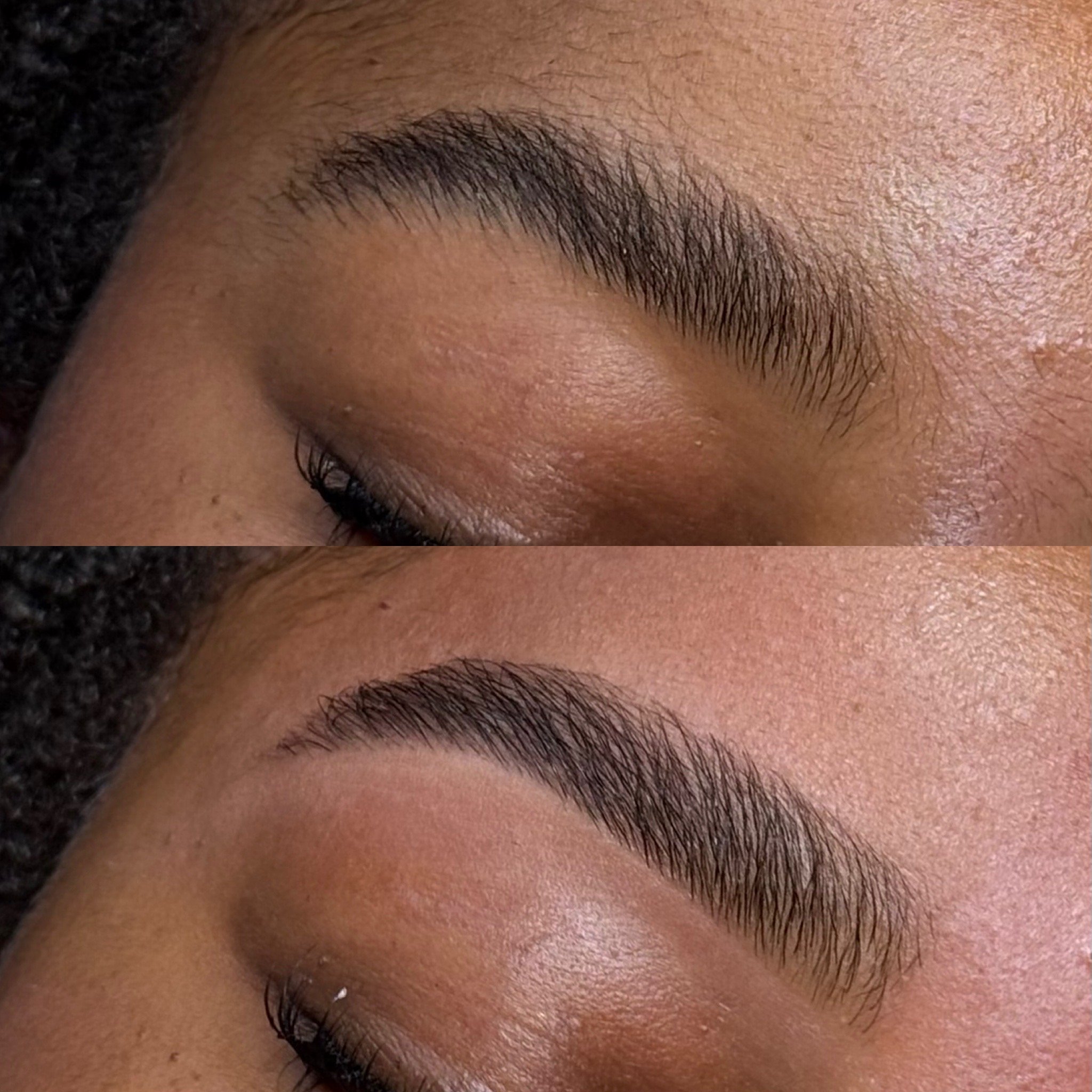 Close-up of a person's closed eye showing detailed eyelashes, eyelid, and surrounding skin.