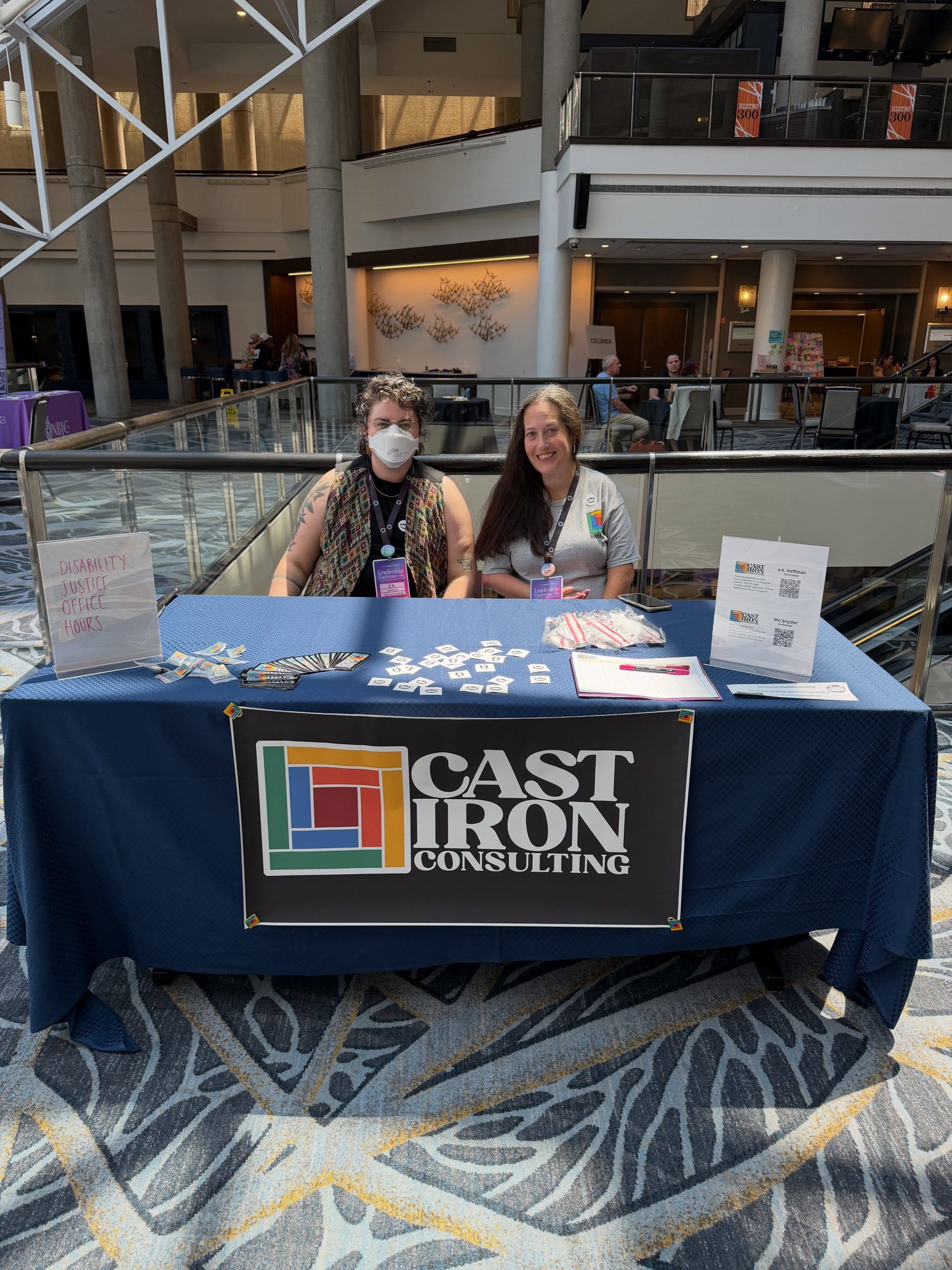 We&rsquo;re having a great time at @equalityfed &rsquo;s Leadership Conference in Baltimore, where we assisted their team with accessibility. Thank you for your commitment to learning, access, and disability justice!

ID: (1) photo of a table with a 