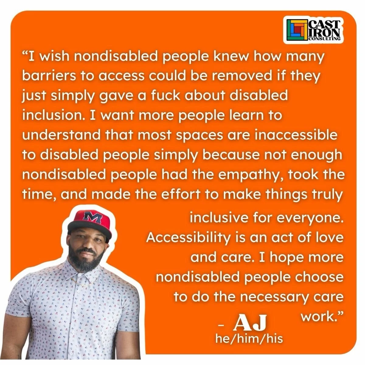 This Disability Pride Month, we asked disabled people &ldquo;What do you wish nondisabled people understood about disability?&rdquo;

After getting to talk to AJ, an Autistic Black man (and space lawyer!), we felt energized by his framing of access a