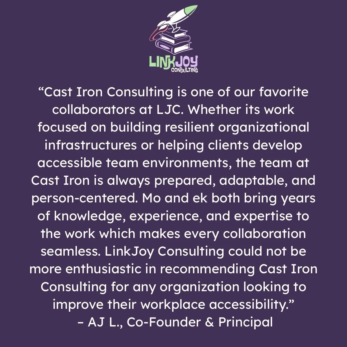 We love working with @linkjoyconsulting! Consulting work can and always should be collaborative instead of competitive. Scarcity mindsets are hard to combat when the reality is that resources are scarce. How do we cross-pollinate, co-mentor, and shar