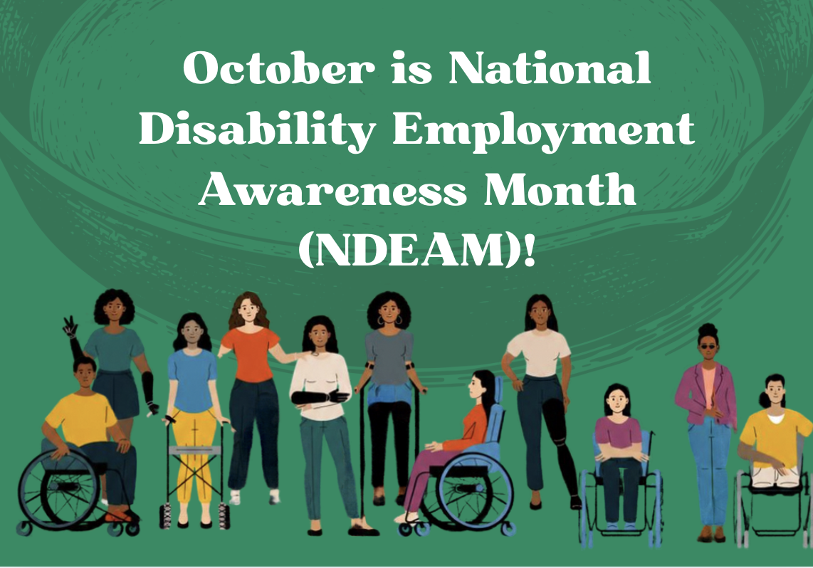 green graphic with white text and a large, faint cast iron skillet in the background. Along the bottom is an illustrated group of people with varied skin tones, clothing, and disabilities, including some using various mobility aides.