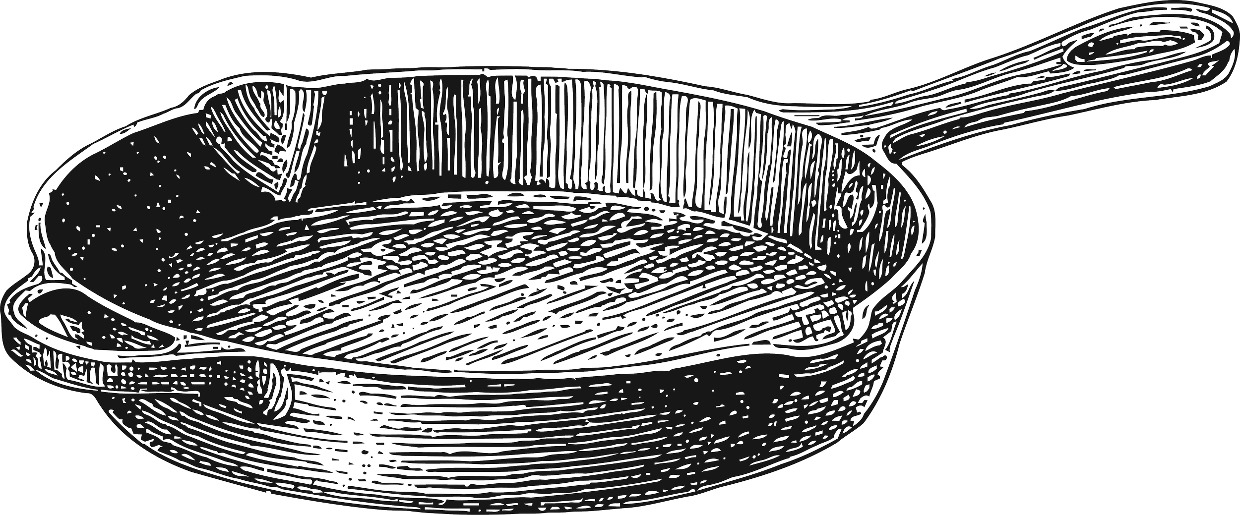 graphic of a black cast iron skillet