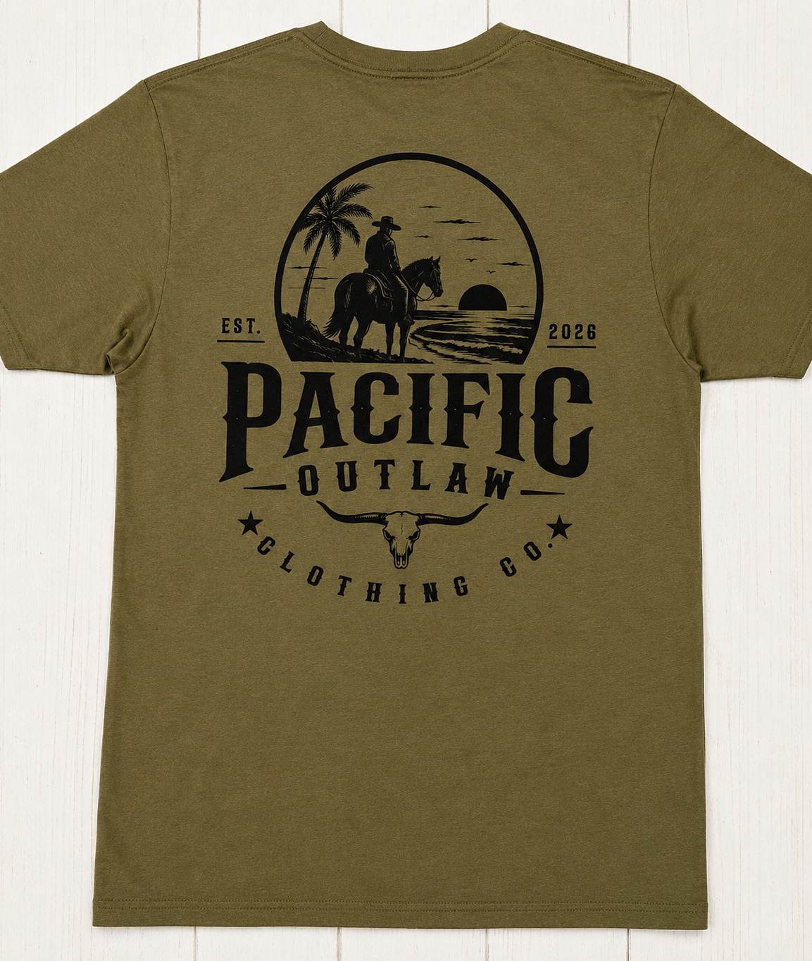 Olive Green Pacific Outlaw T-Shirt