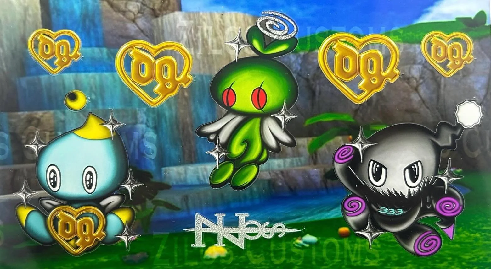 333 Chao Designs sticker sheet by zilos : link in bio to purchase!

 ft. Baby Chao, Dark Chao, and Angel Chao 
 
🌟 Happy to finally release my Chao designs that I've been working on for years. The last Chao keychain is in the works and will be sold 