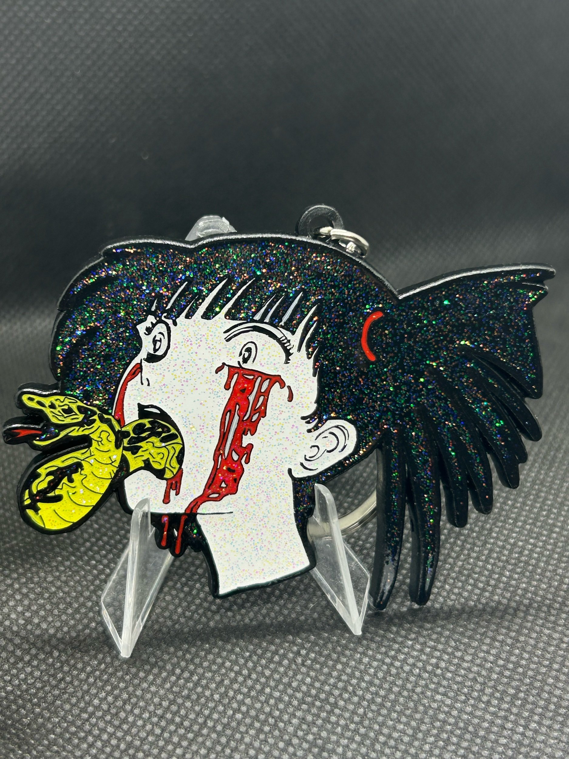 RCB Keychain Red GLITTER