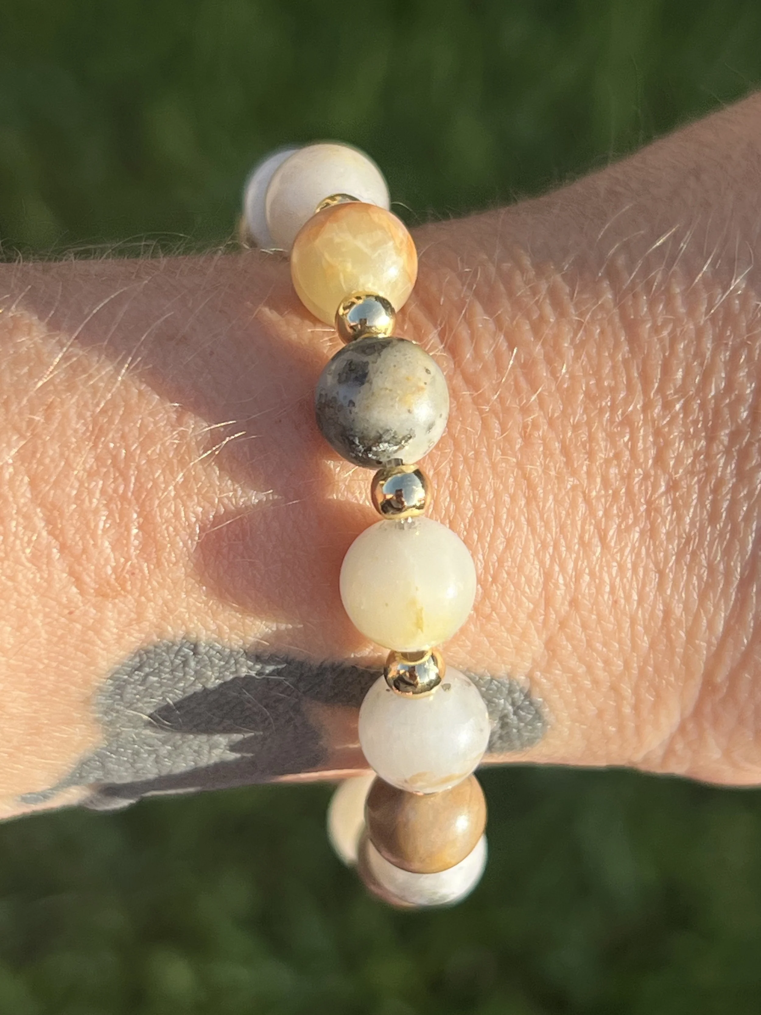 Pyrite in Quartz Bracelet (customizable)
