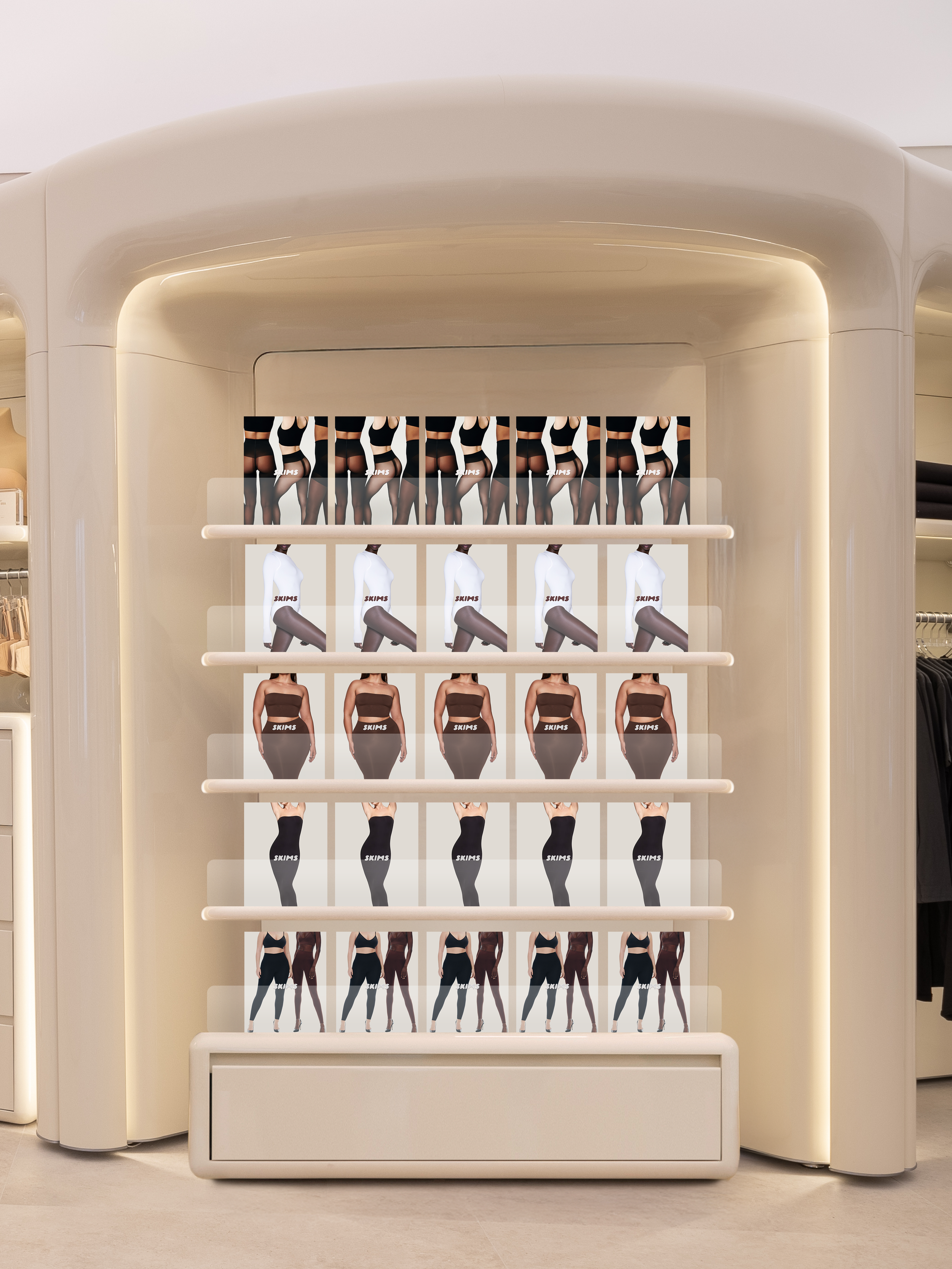 SKIMS Retail Packaged Goods Display Concept