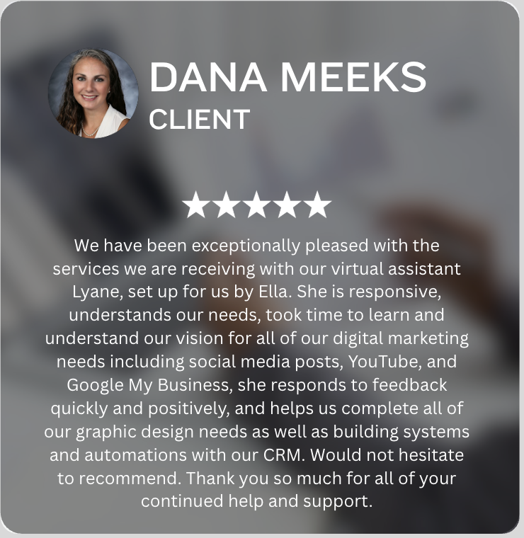 Customer testimonial for Amalex Virtual Solutions featuring efficient CRM management, lead management, and business support services.