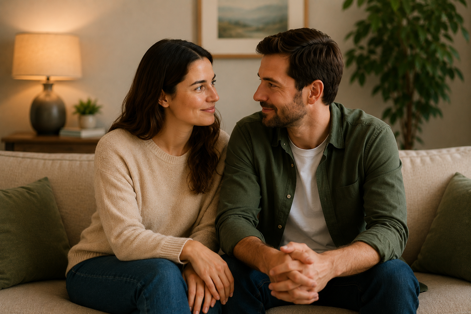 Couples connecting during couples therapy in Long Island