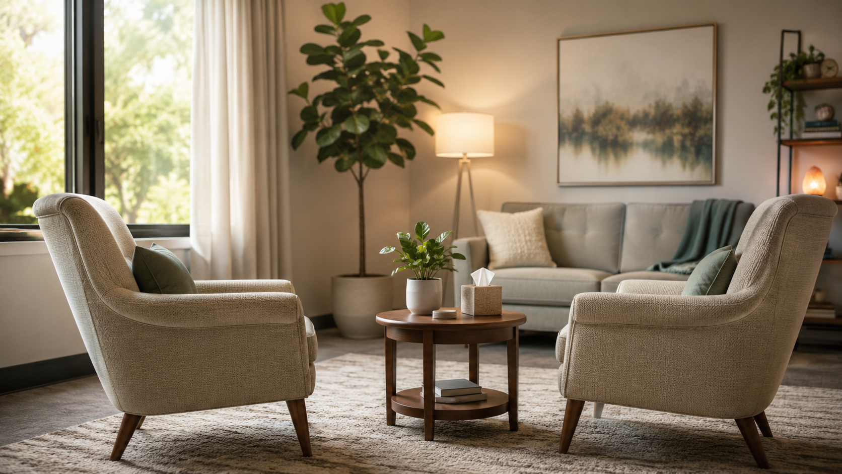 Calm therapy office for couples counseling and individual therapy on Long Island
