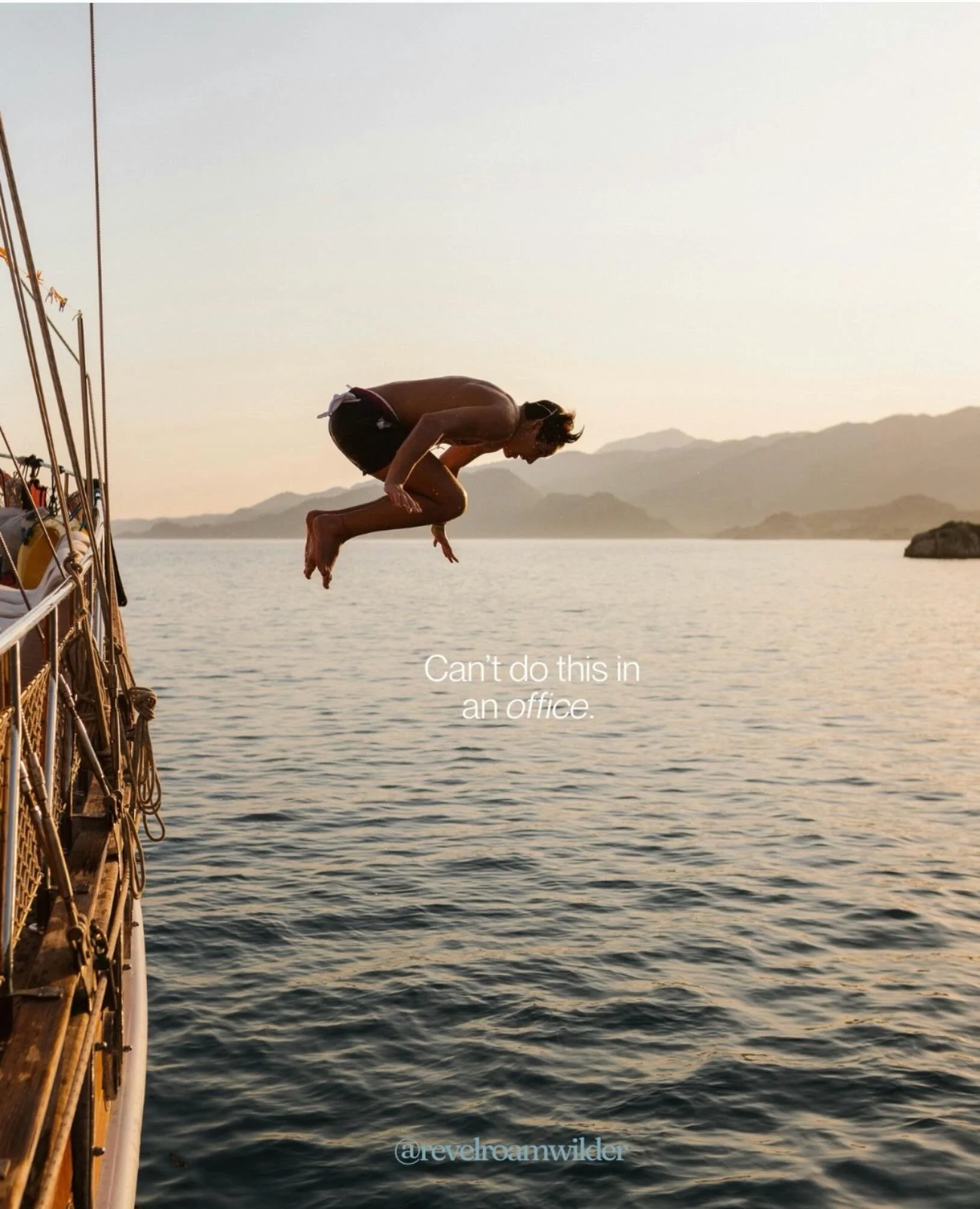 Can&rsquo;t do this in an office 🙌

No wifi password. No meeting that could&rsquo;ve been an email. Just a boat, a decent run-up, and a that little feeling of freeeeeedom ✨✨

Stop scrolling &amp; start roaming with us.