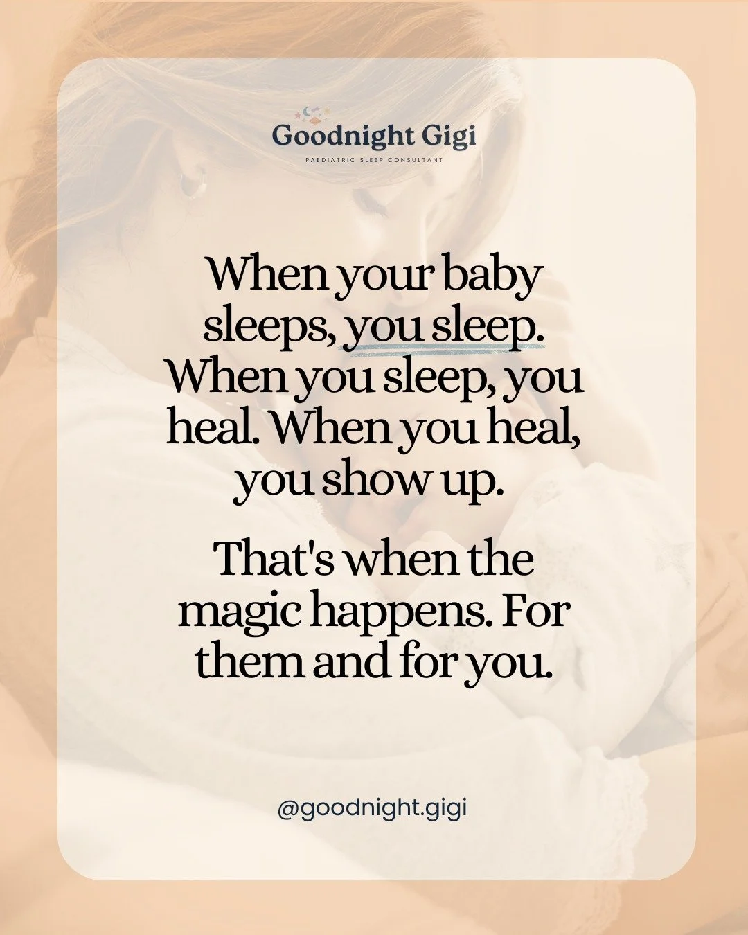 When your baby sleeps, you sleep. When you sleep, you heal. When you heal, you show up. 

Sleep isn't a luxury. It's the foundation everything else is built on.

A rested family is a connected family. A patient family. A present family.

I'm here to 