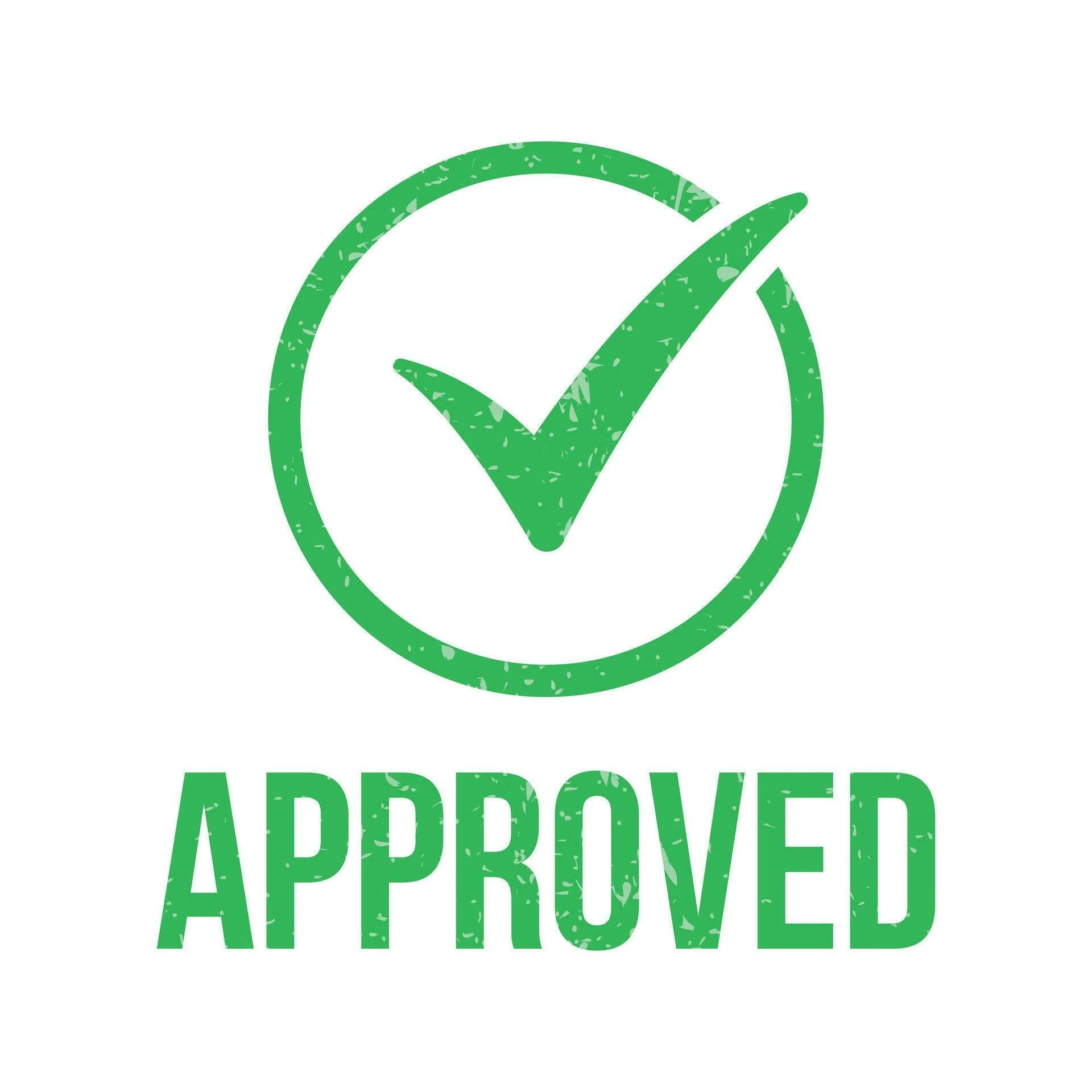 Green checkmark inside a circle with the word "APPROVED" beneath it.