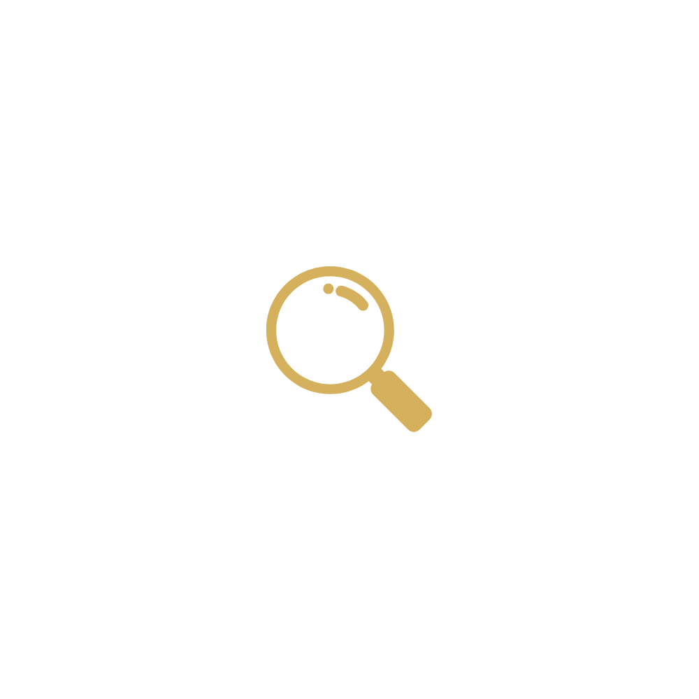 Magnifying glass icon over a black background.