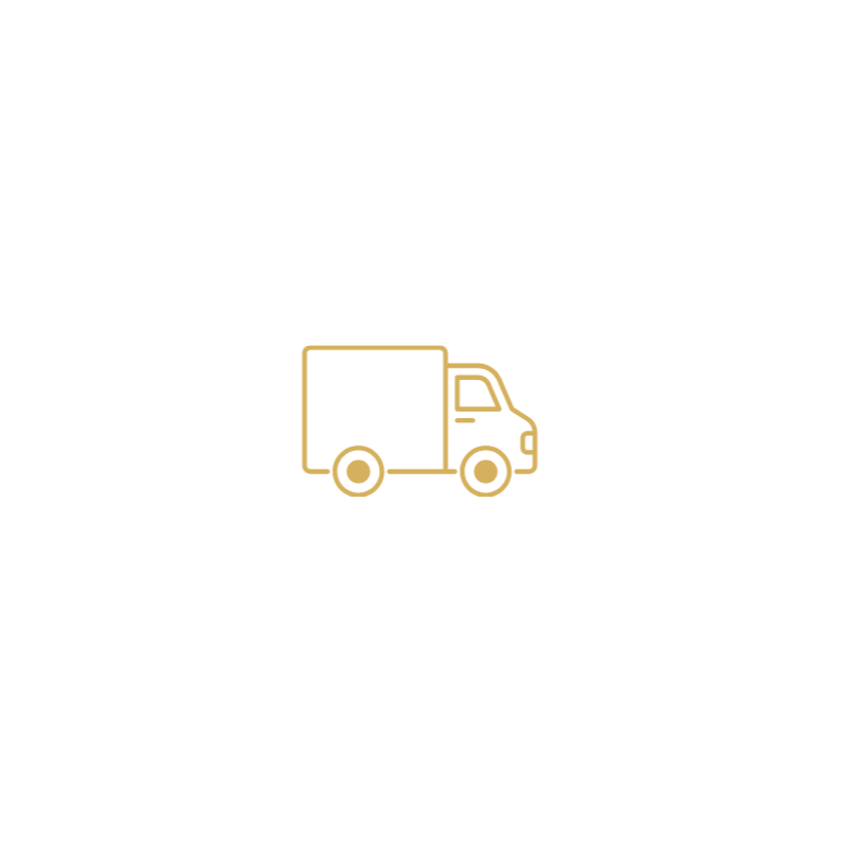 Black background with gold lines forming a delivery truck icon and the words 'Fast & Reliable Delivery Service' above it.