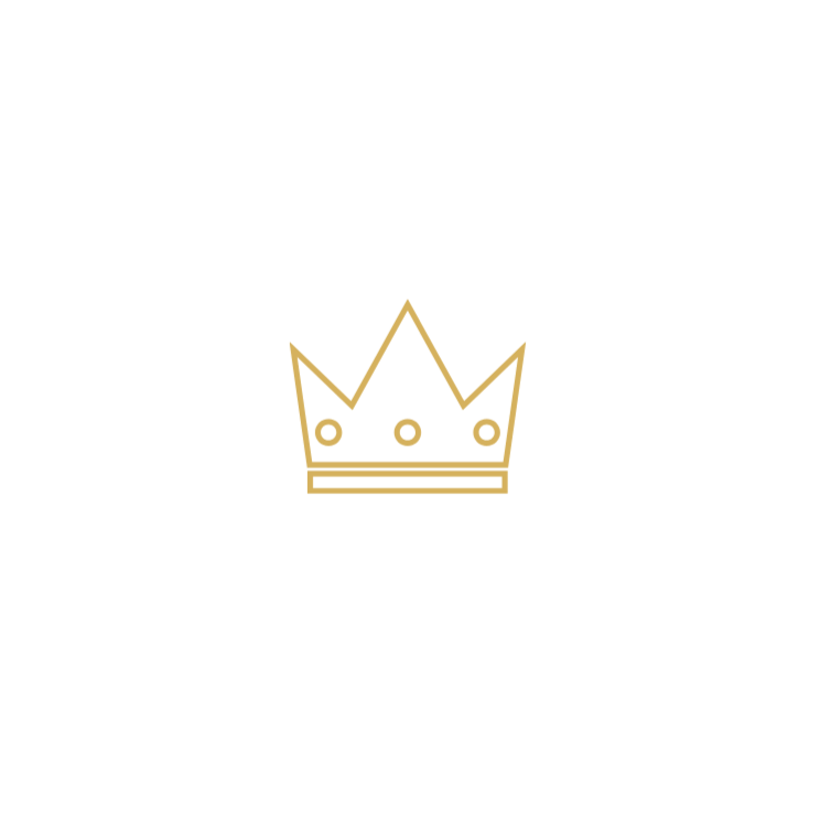 Black background with a gold crown graphic in the center.