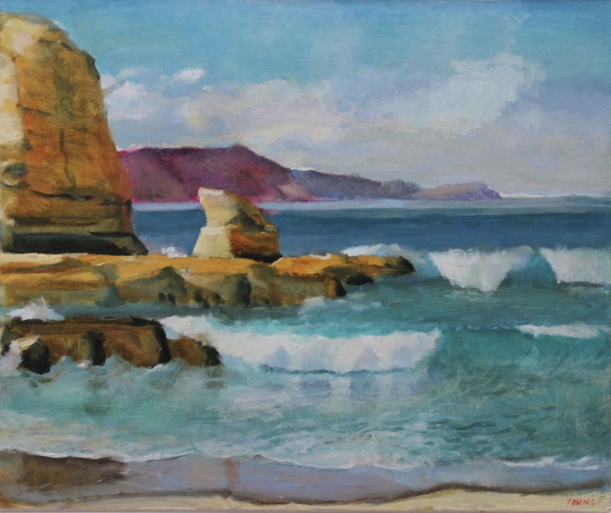 jump rock, north clifton, 2018, oil on linen on board, 50 x 60 cm.jpg