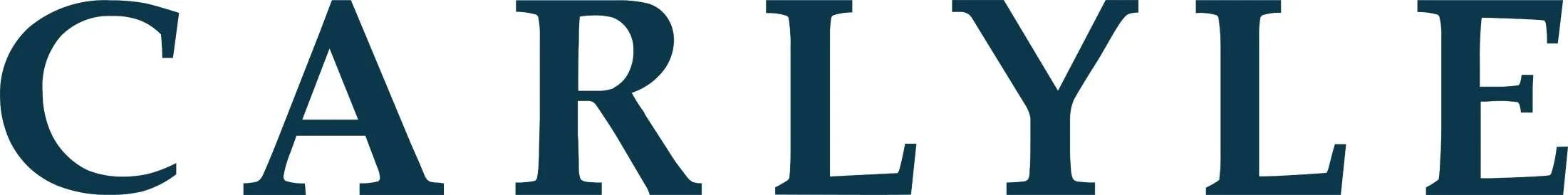 Close-up of the word "Carlyle" written in large blue letters on a white background.