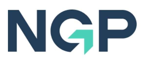 NGP logo with stylized arrow incorporated into the letter G.