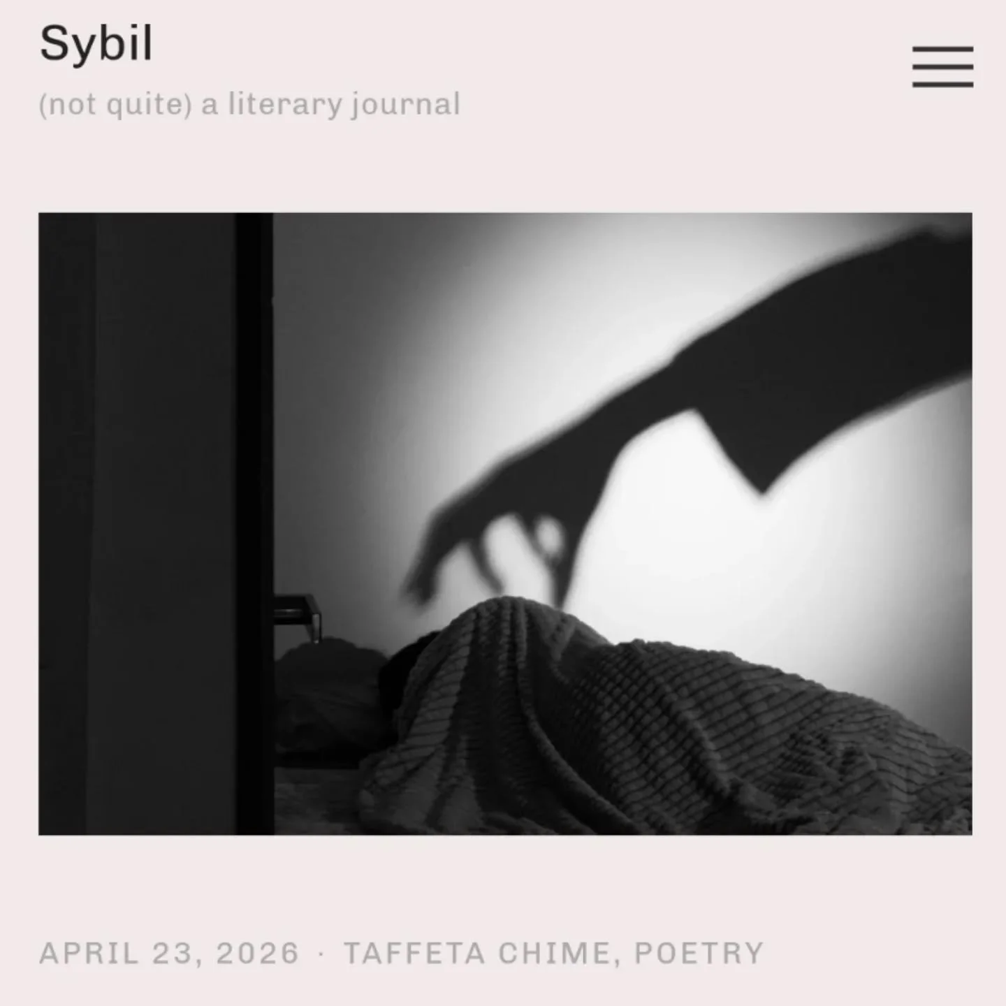 My poem "Momma, I Can't Sleep" dropped on @sybiljournal a few days ago! It's a piece about motherhood and depression, inspired by how my toddler and I both have trouble sleeping. 🥲 Thanks to the team at Sybil for giving it a home! #poetry 