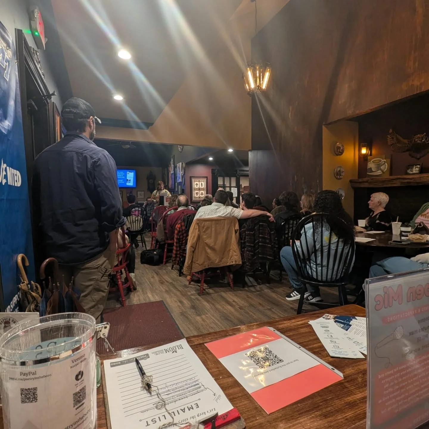 Another great night of poetry with @poetryintheboro at @dapperowltn ! Our feature @carsonelliotwrites was exquisite (as always), and @guybrariandorf did a great job of hosting for the first time! It's always great to see regulars and newcomers alike 