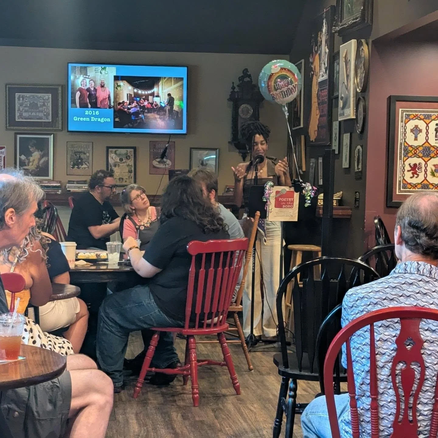 What a great way to celebrate TEN YEARS of @poetryintheboro! Another lovely night of poetry at @dapperowltn , featuring @iamkennyrae_ and so many of YOU! We have an amazing poetry community here in Murfreesboro, and I was so honored to write the cent