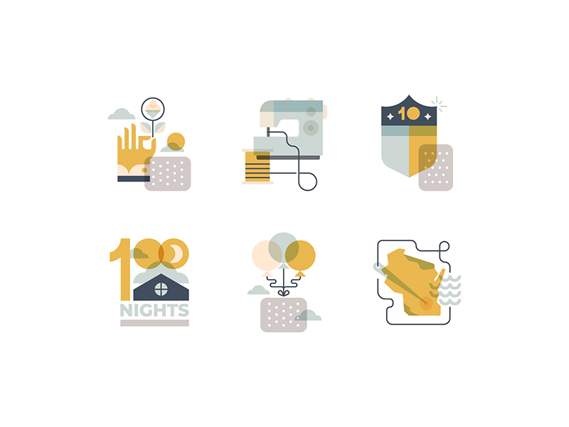A fun batch of spot illustrations for a mattress company based in the US.
