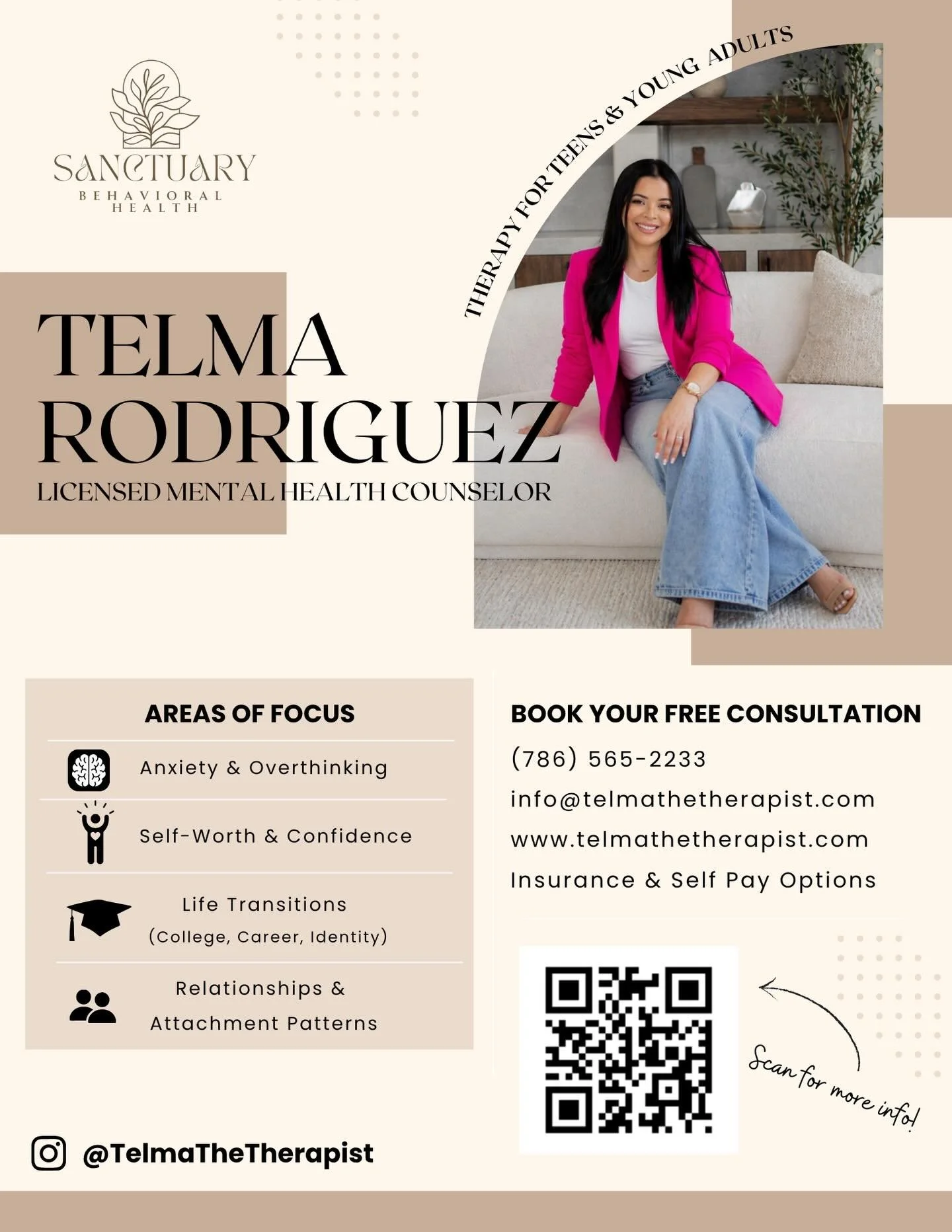 Overthinking everything? Replaying the conversation? Yeah, I know the feeling&mdash;and I can help with that 😌
Hey, my name is Telma and I&rsquo;m passionate about helping teens &amp; young adults through the &ldquo;figuring it out&rdquo; era. Wheth