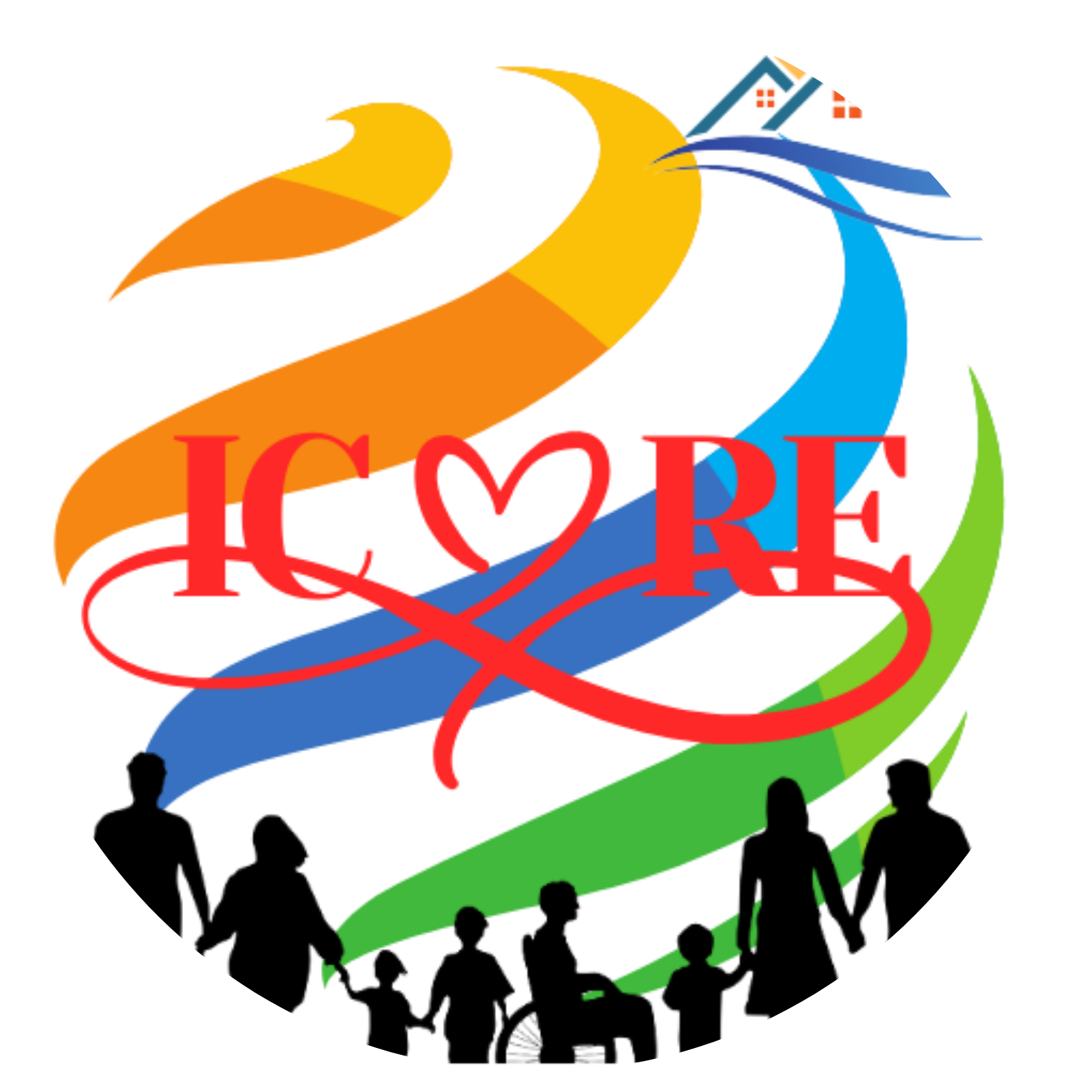 A colorful logo with a stylized number 20, the words "LOVE 20 R5" in red, and silhouettes of people at the bottom, with ribbons and ribbons forming a circular pattern around the text.