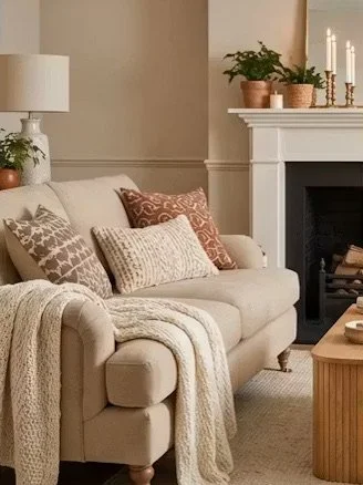 house staging with sofa and throws