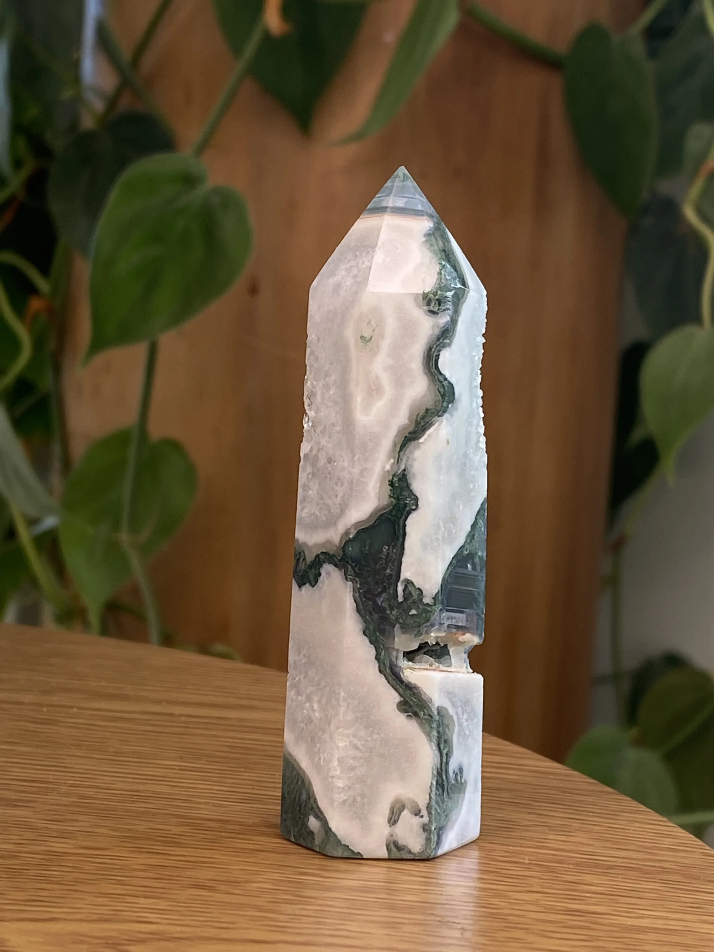 Green Moss Agate Tower