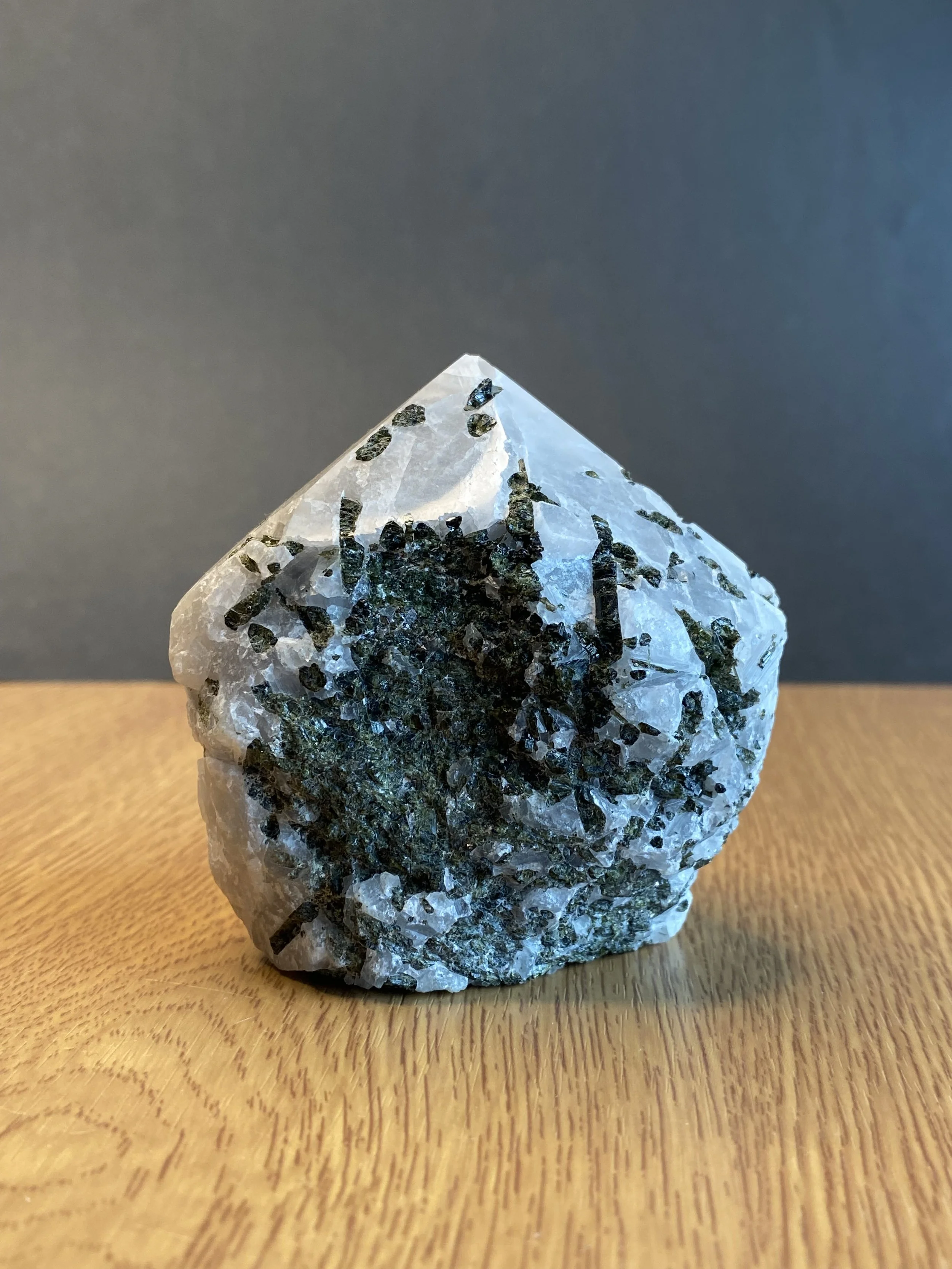 Green Tourmaline in Quartz