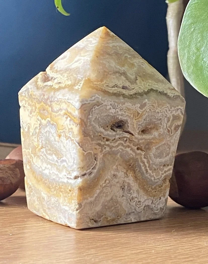 Yellow Crazy Lace Agate Tower