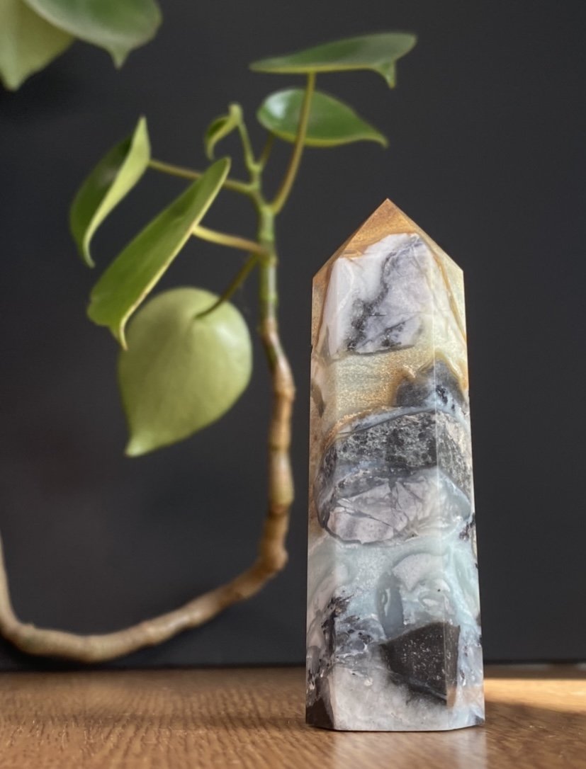 Green Moss Agate Tower