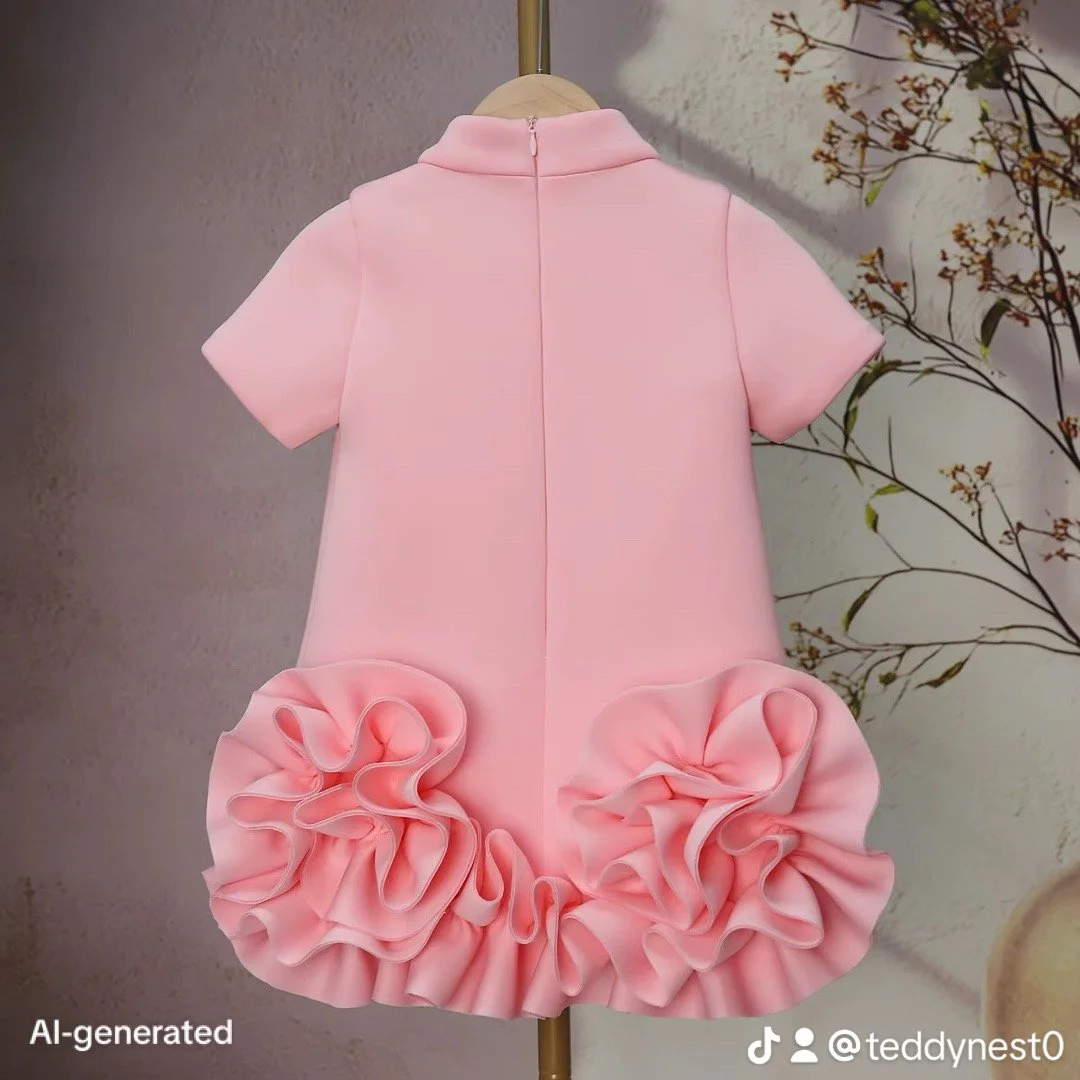 Rosy Ruffle princess party dress for little girls | TeddyNest.jpeg