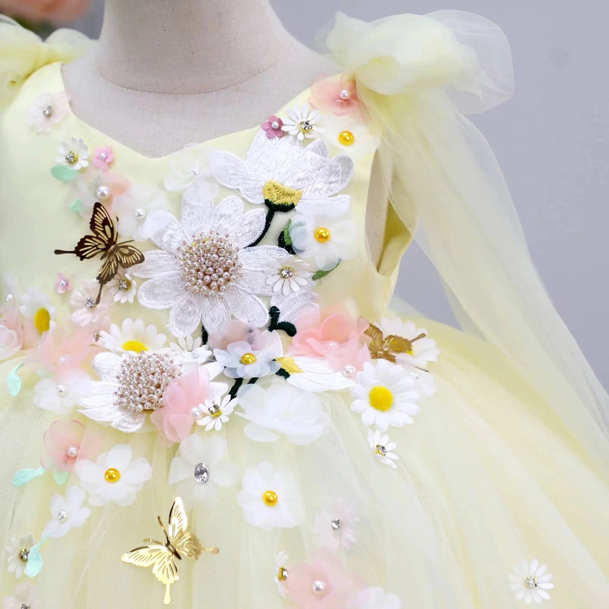 Golden Bloom princess party dress for little girls | TeddyNest.jpeg