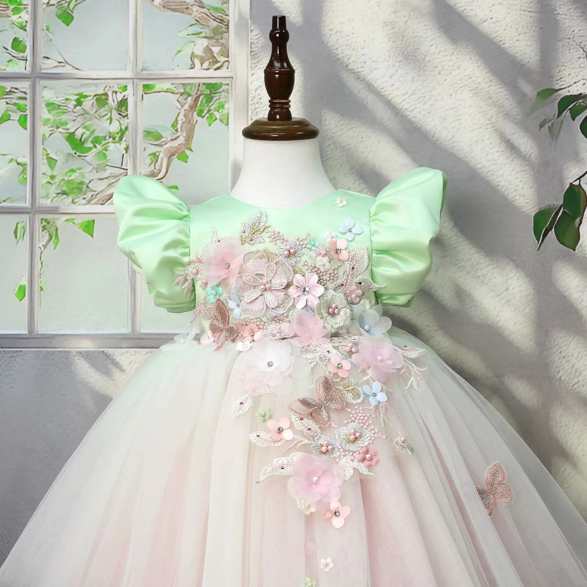 Mint Blossom princess party dress for little girls | TeddyNest.jpeg