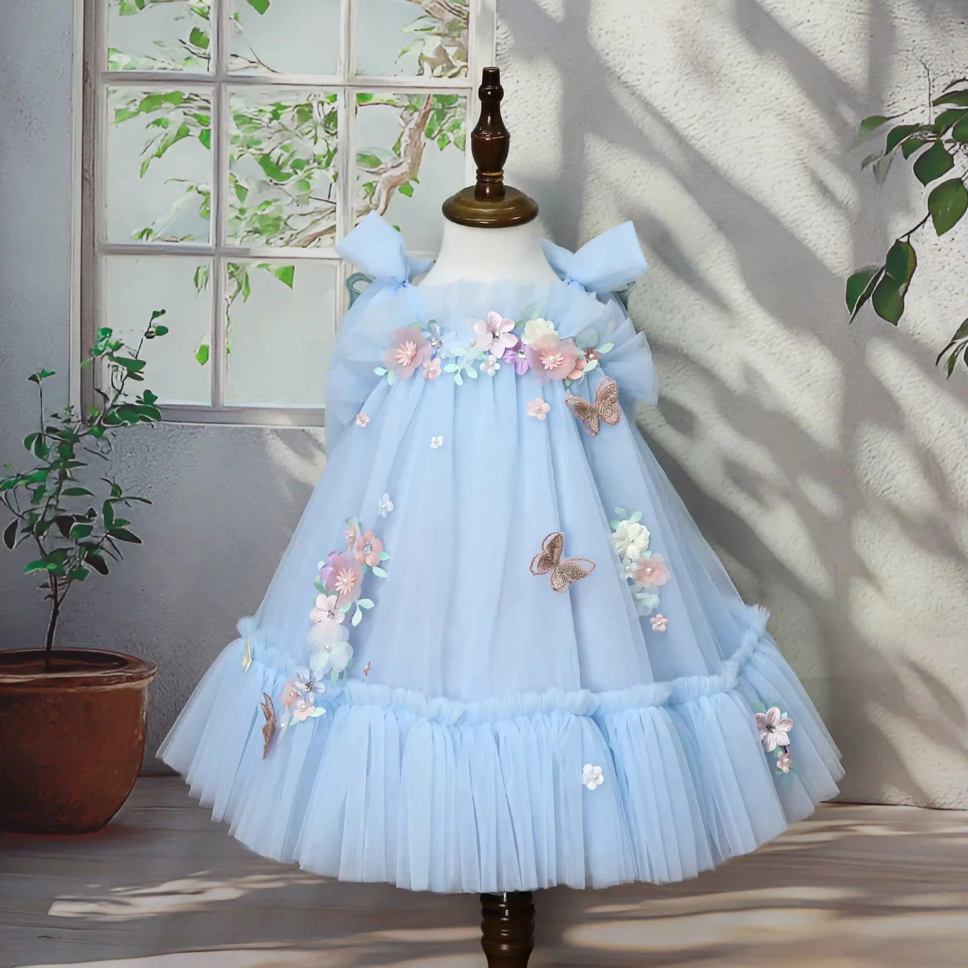Sky Bloom princess party dress for little girls | TeddyNest.jpeg