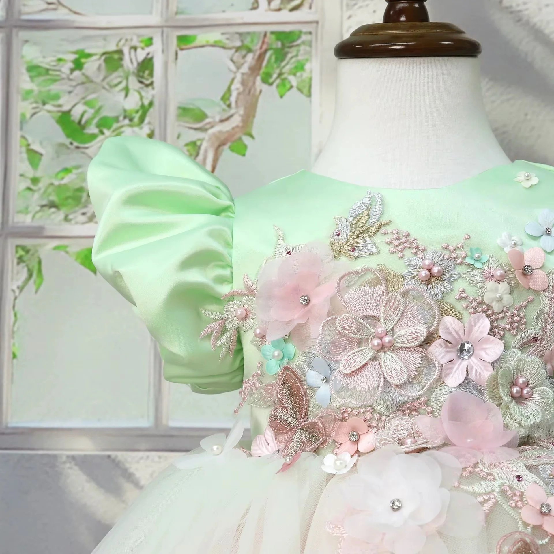 Mint Blossom princess party dress for little girls | TeddyNest.jpeg