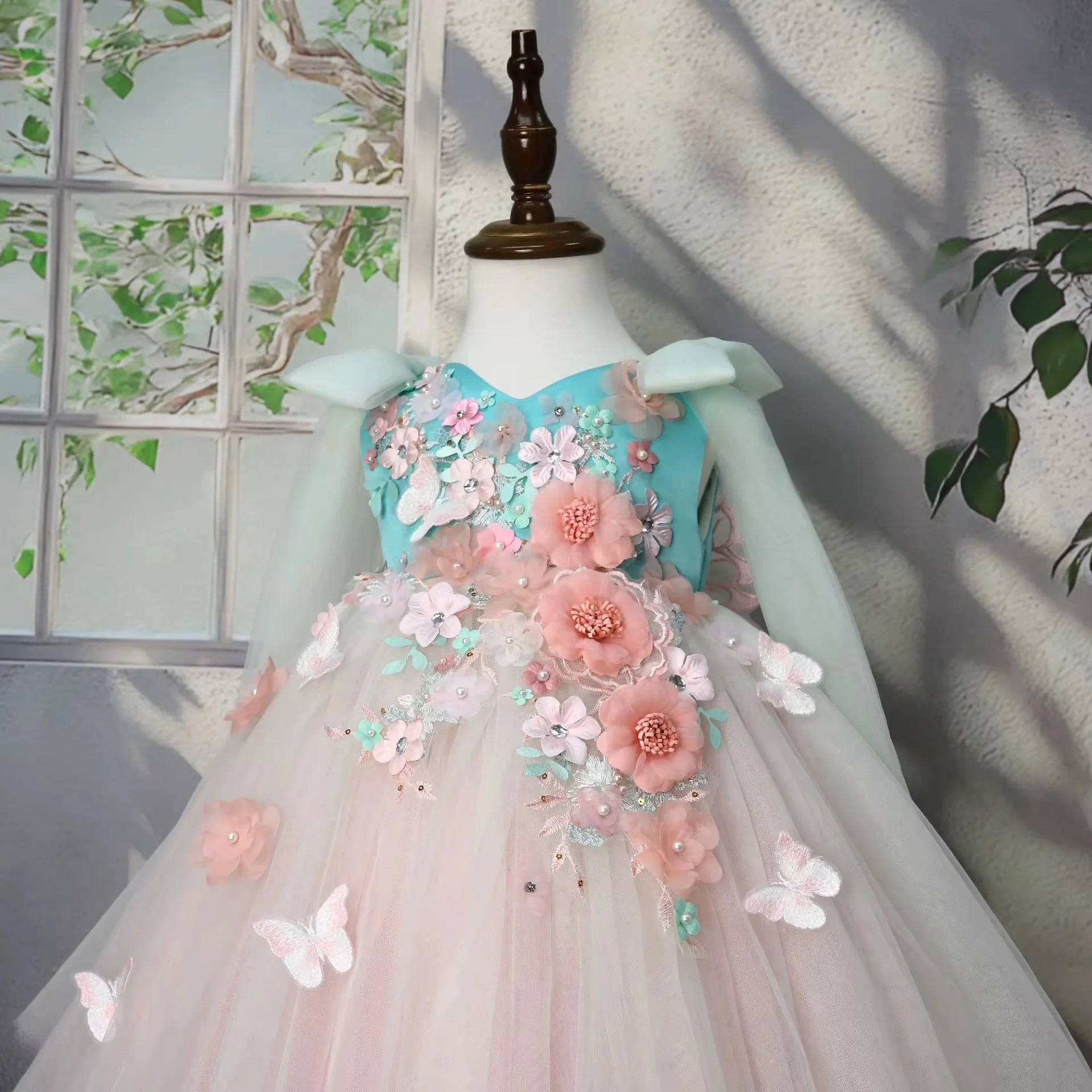 Aqua Rose princess party dress for little girls | TeddyNest.jpeg