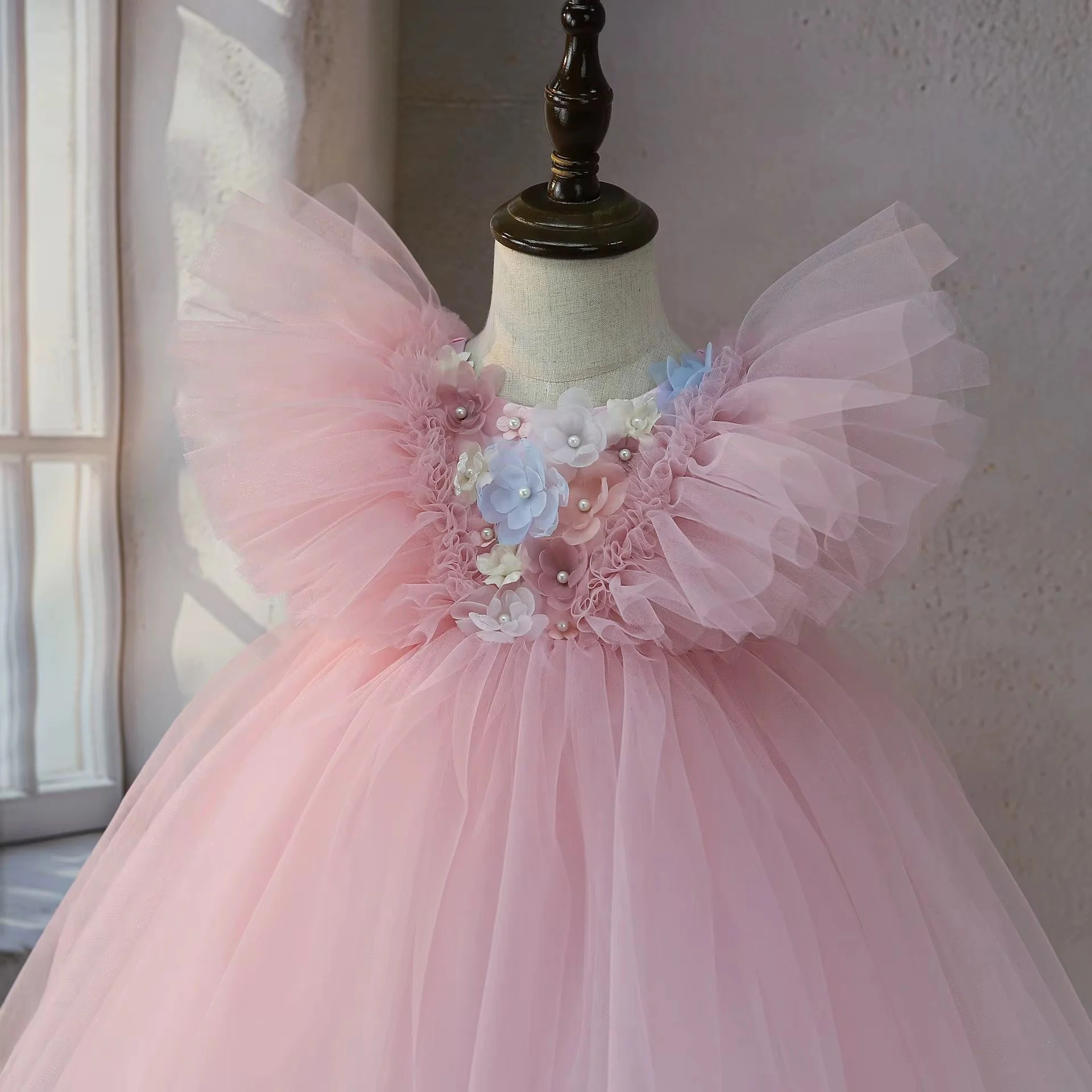 Rose flutter princess party dress for little girls | TeddyNest.jpeg