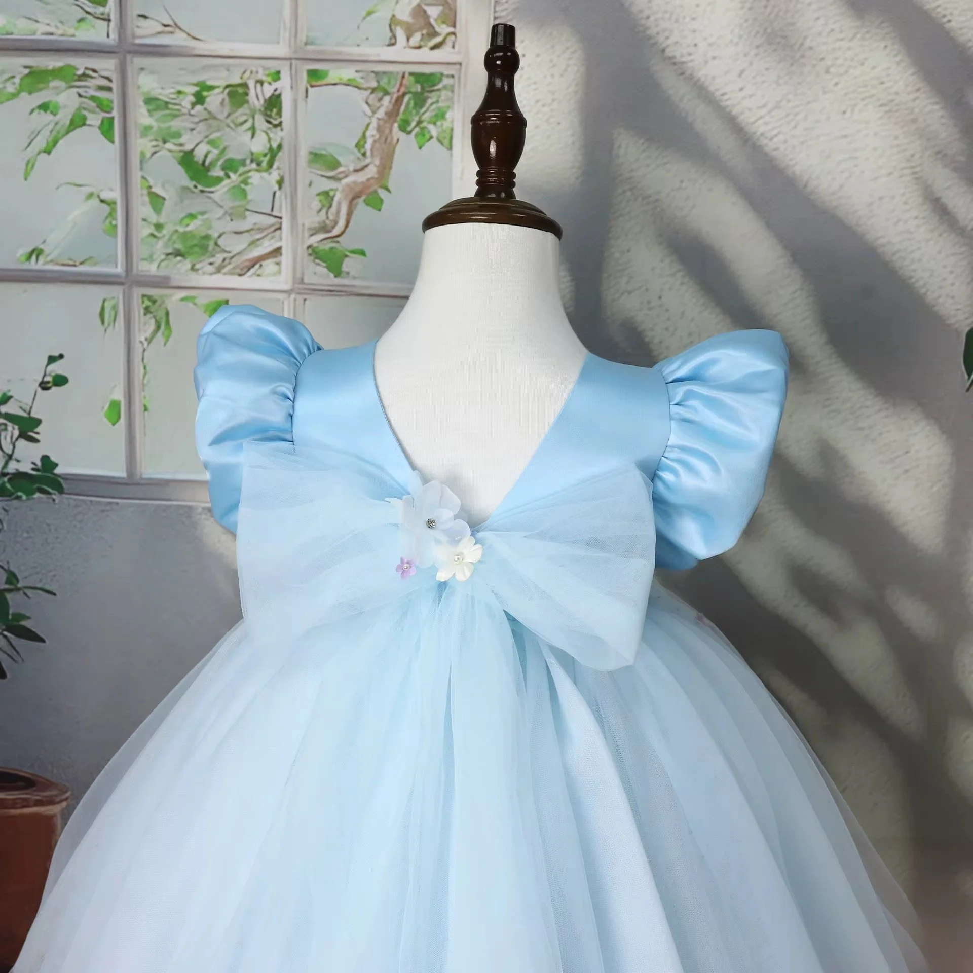 Crystal blue princess party dress for little girls | TeddyNest.jpeg