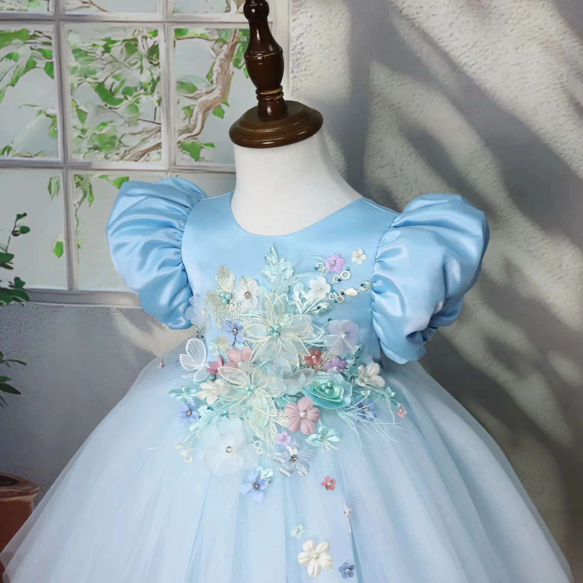 Crystal blue princess party dress for little girls | TeddyNest.jpeg
