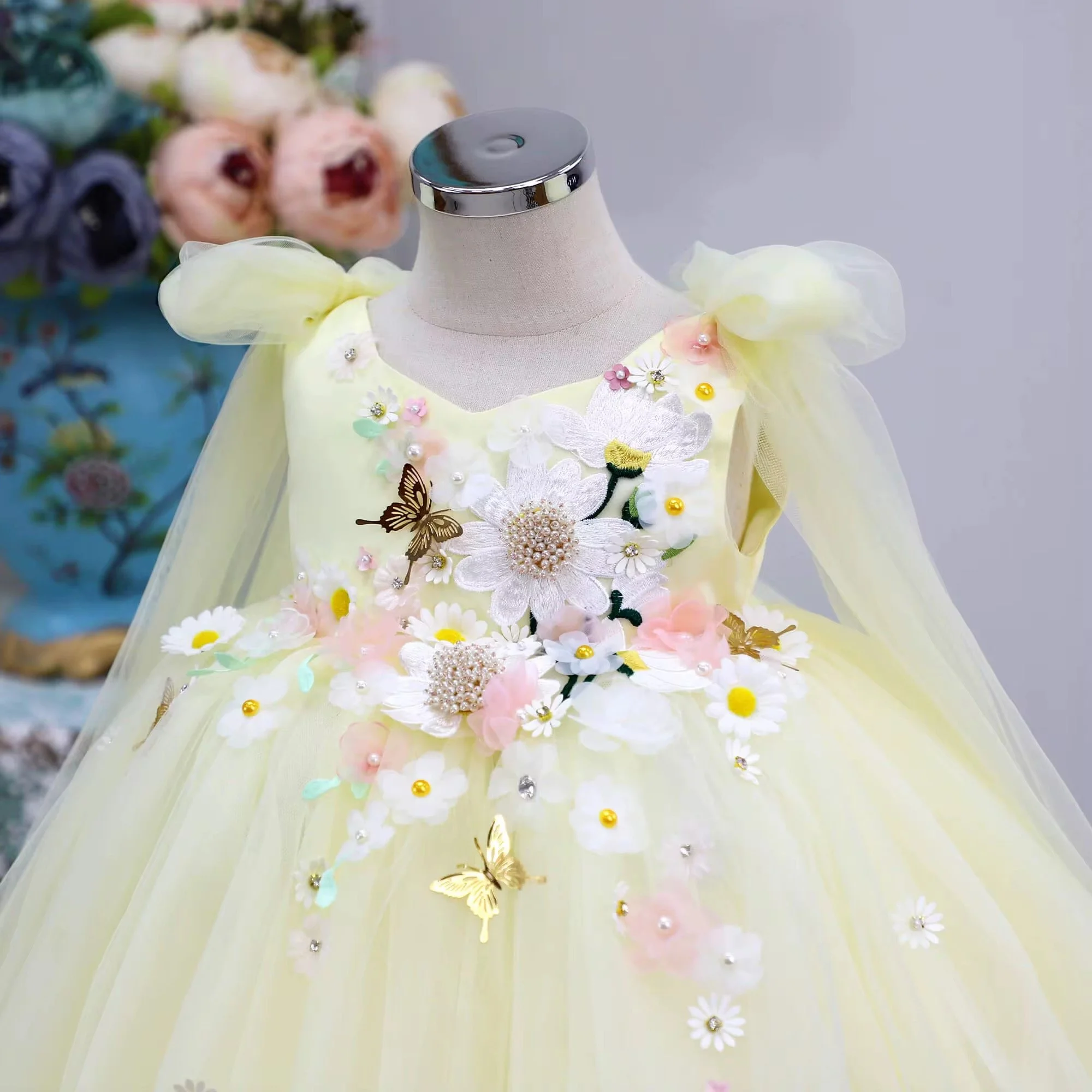 Golden Bloom princess party dress for little girls | TeddyNest.jpeg
